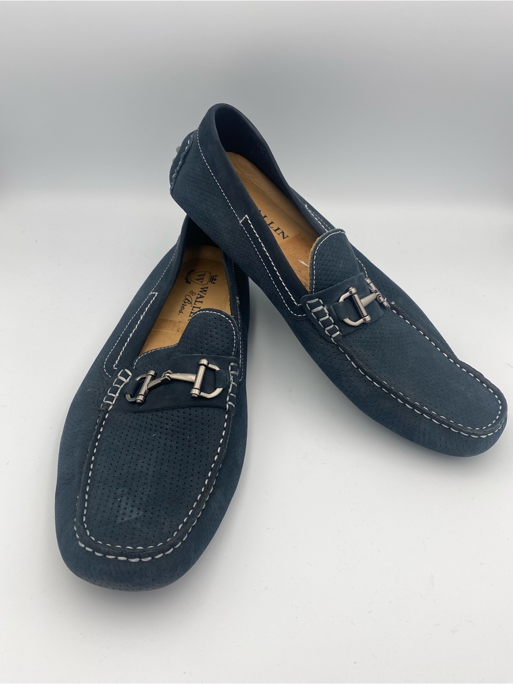 Men's Navy Suede Bit-Detail Slip-On Loafers